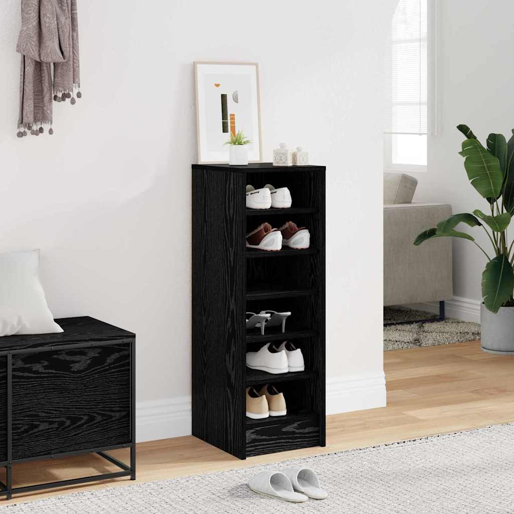 Sko skab med hylde Sort eg 32 x 35 x 90 cm Konstrueret træ
