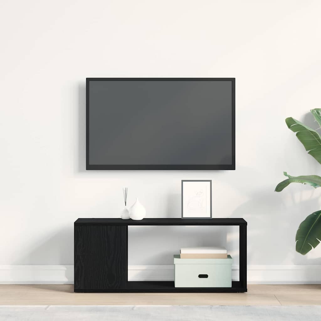 TV-møbelsæt 80 x 24 x 32 cm Sort eg Konstrueret træ