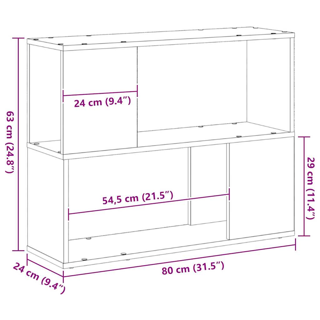 TV-møbelsæt Vægmonteret Sort eg 80 x 24 x 63 cm Konstrueret træ