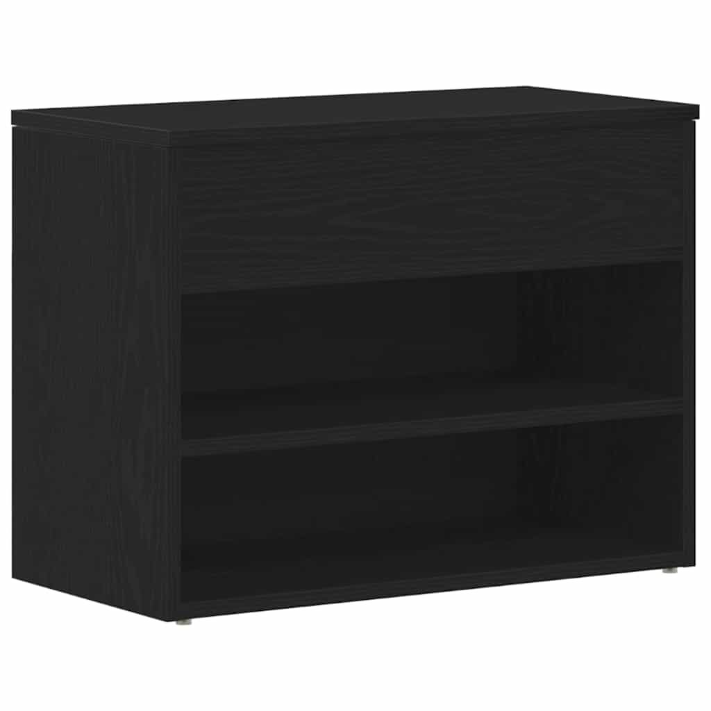 Sko bænk med hylde Sort eg 60 x 30 x 45 cm Konstrueret træ