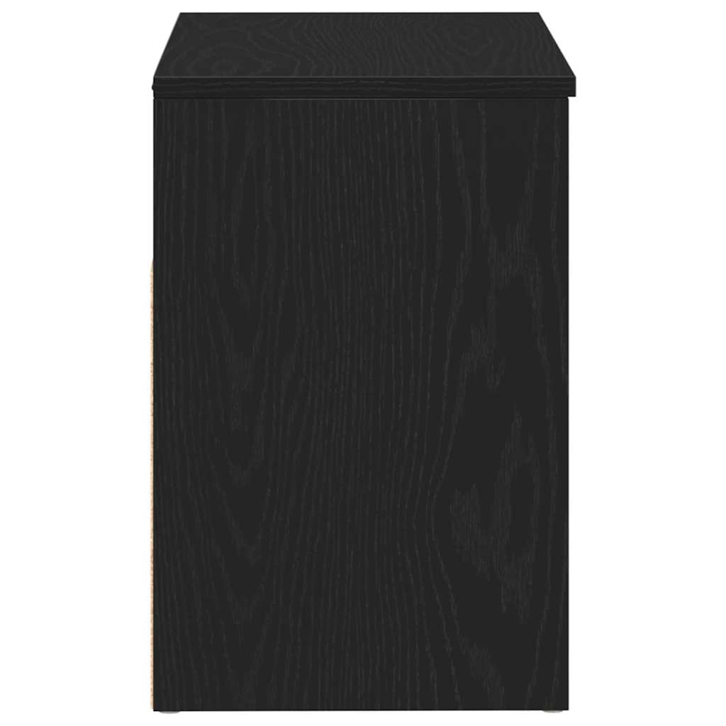 Sko bænk med hylde Sort eg 60 x 30 x 45 cm Konstrueret træ