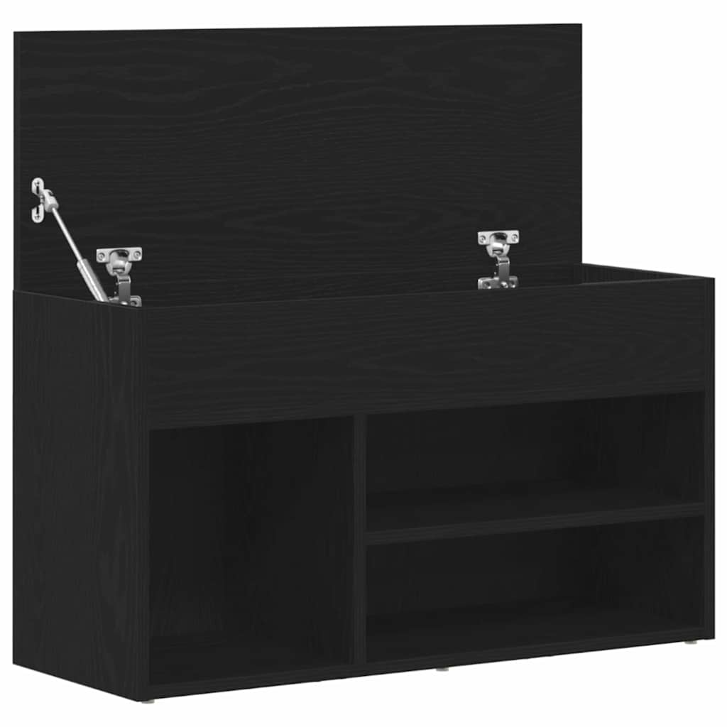 Sko bænk med hylde Sort eg 80 x 30 x 45 cm Konstrueret træ