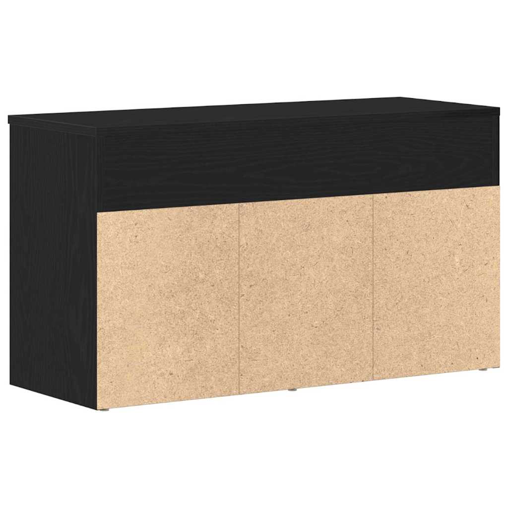 Sko bænk med hylde Sort eg 80 x 30 x 45 cm Konstrueret træ