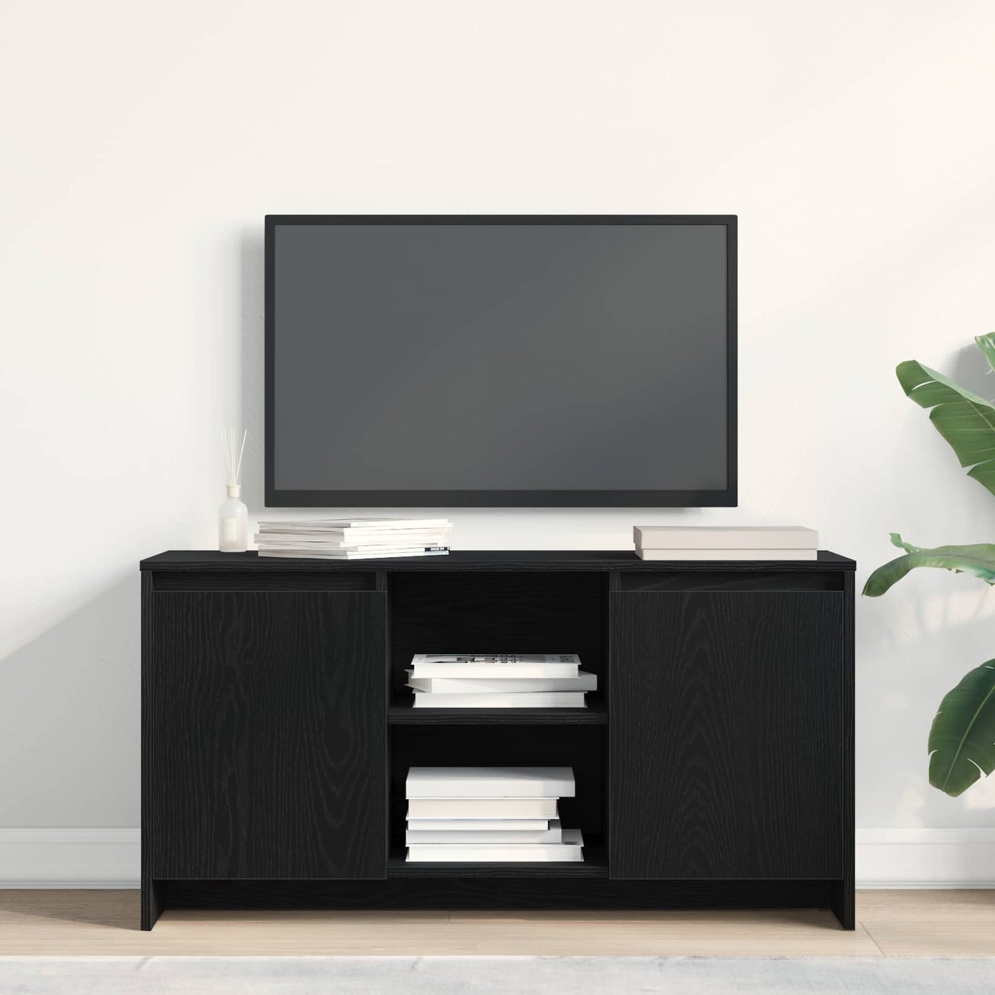TV-skab Sort eg 102 x 37,5 x 52,5 cm Konstrueret træ