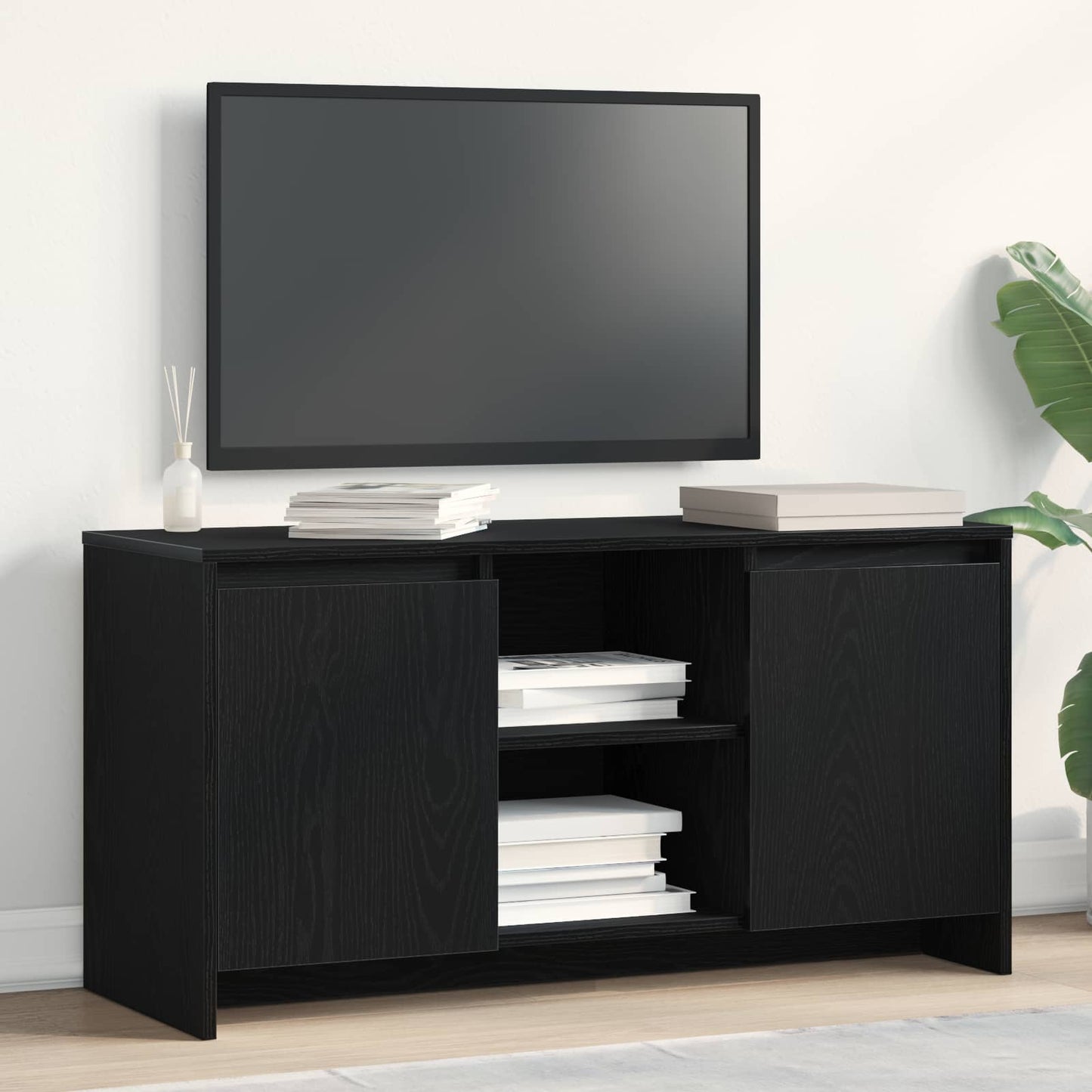 TV-skab Sort eg 102 x 37,5 x 52,5 cm Konstrueret træ