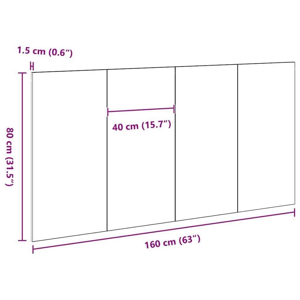 Senge Hovedgærde Sort eg 160 x 1.5 x 80.5 cm Konstrueret træ