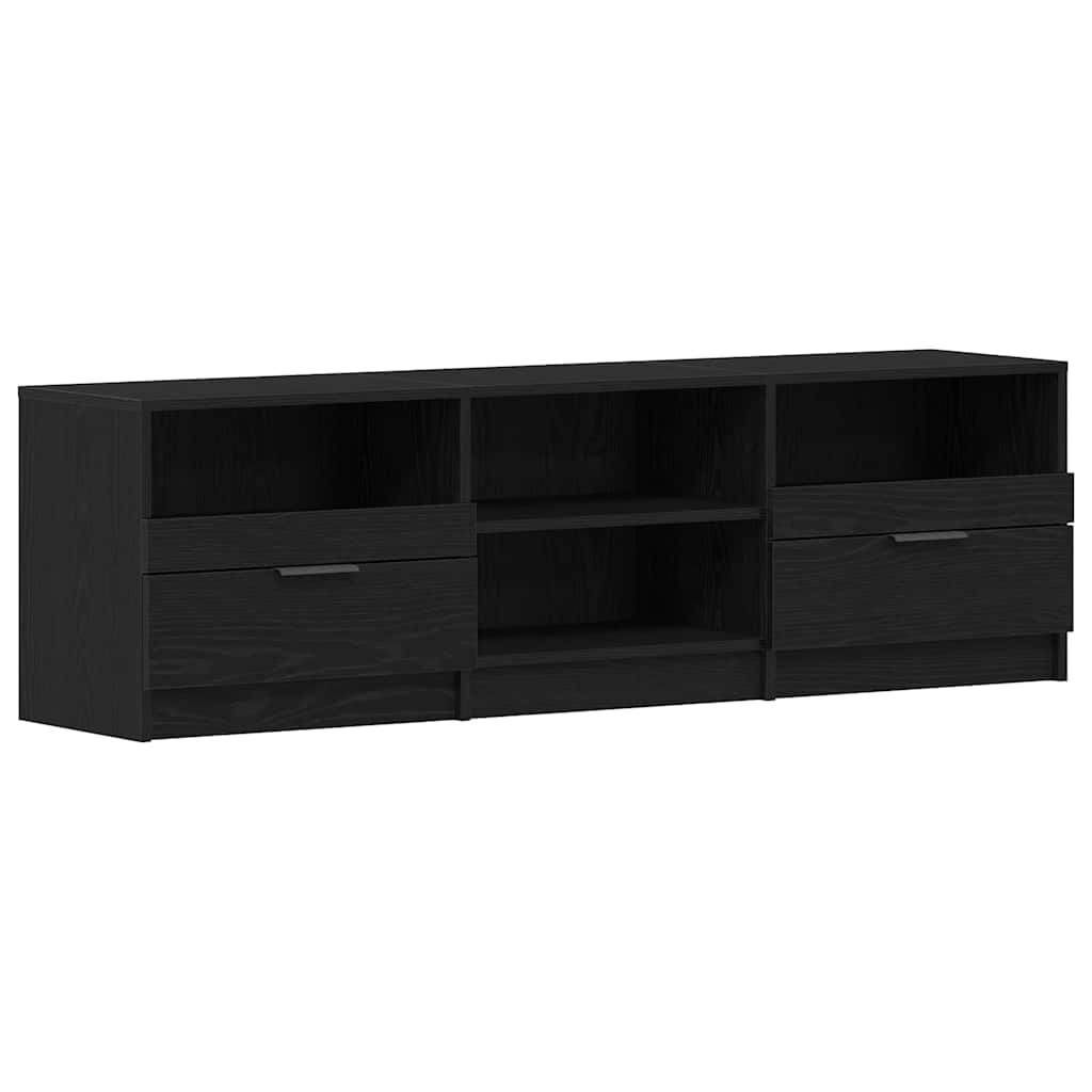 TV-skab med skuffe Sort eg 150 x 33,5 x 45 cm Konstrueret træ