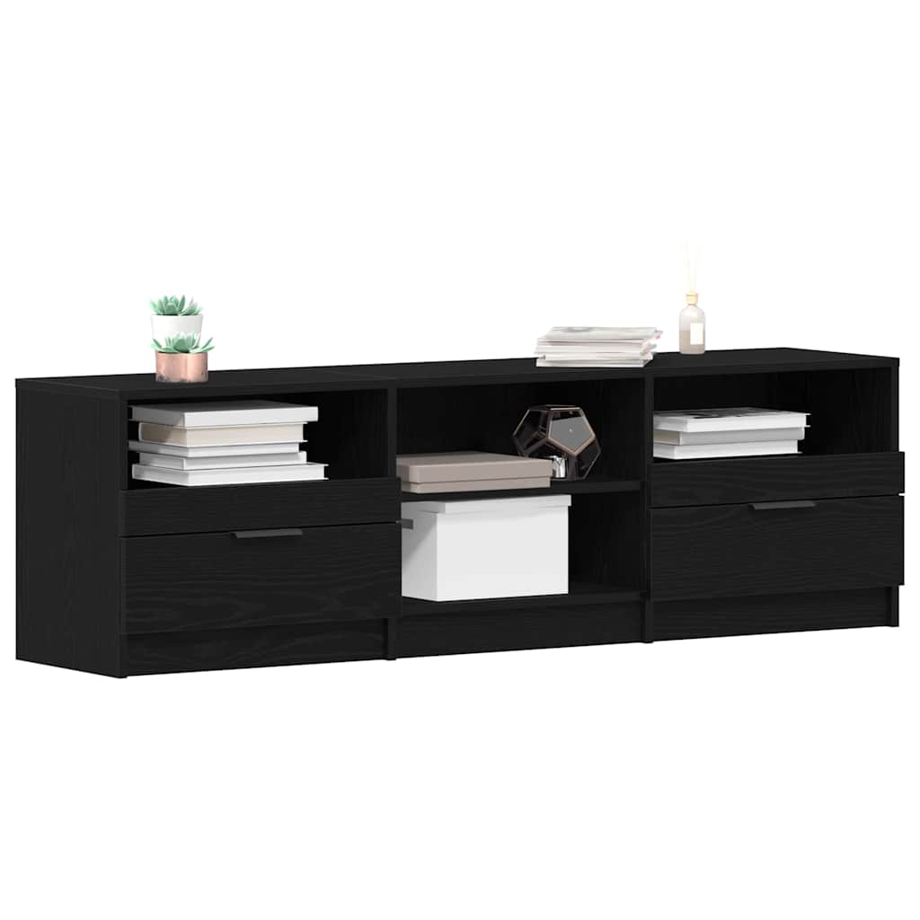 TV-skab med skuffe Sort eg 150 x 33,5 x 45 cm Konstrueret træ