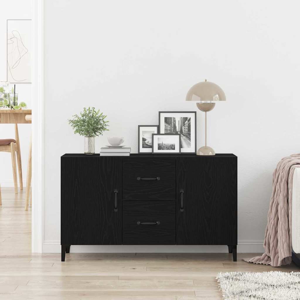 Sideboard med skuffe Sort eg 100 x 36 x 60 cm Konstrueret træ