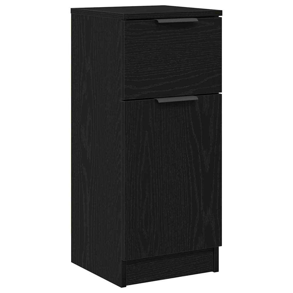 Sideboard med skuffe Sort eg 30 x 30 x 70 cm Konstrueret træ