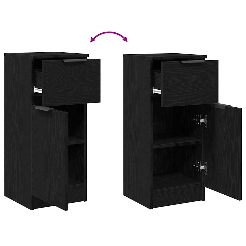 Sideboard med skuffe Sort eg 30 x 30 x 70 cm Konstrueret træ