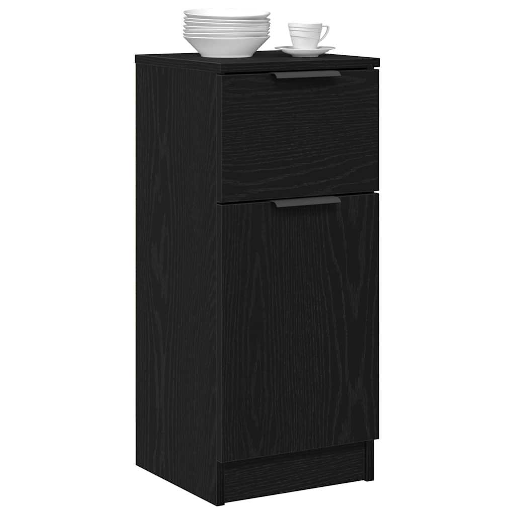 Sideboard med skuffe Sort eg 30 x 30 x 70 cm Konstrueret træ