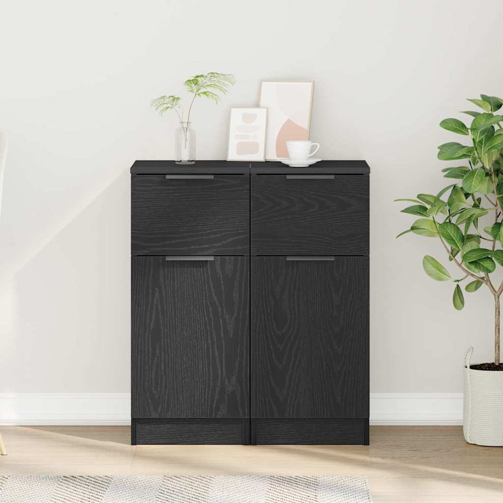 Sideboard 2 pcs Sort eg 30 x 30 x 70 cm Konstrueret træ