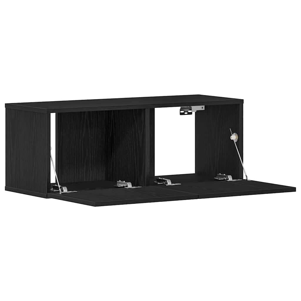TV-skab 2 pcs Sort eg 80 x 30 x 30 cm Konstrueret træ