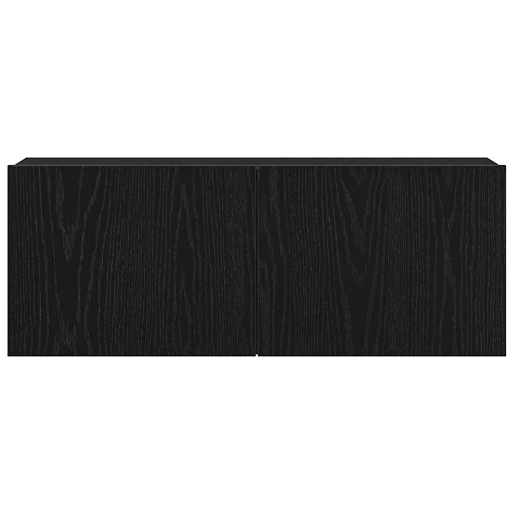 TV-skab 2 pcs Sort eg 80 x 30 x 30 cm Konstrueret træ