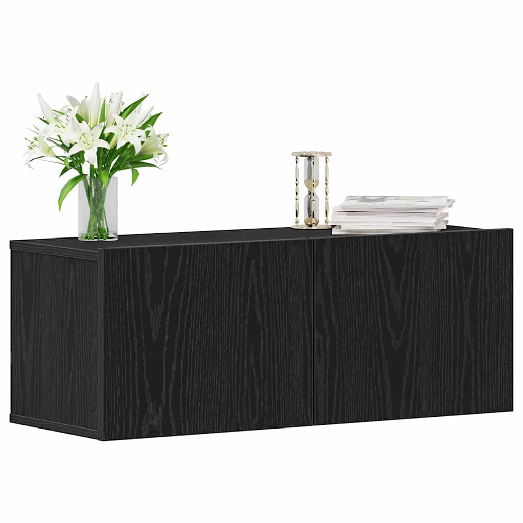 TV-skab 2 pcs Sort eg 80 x 30 x 30 cm Konstrueret træ
