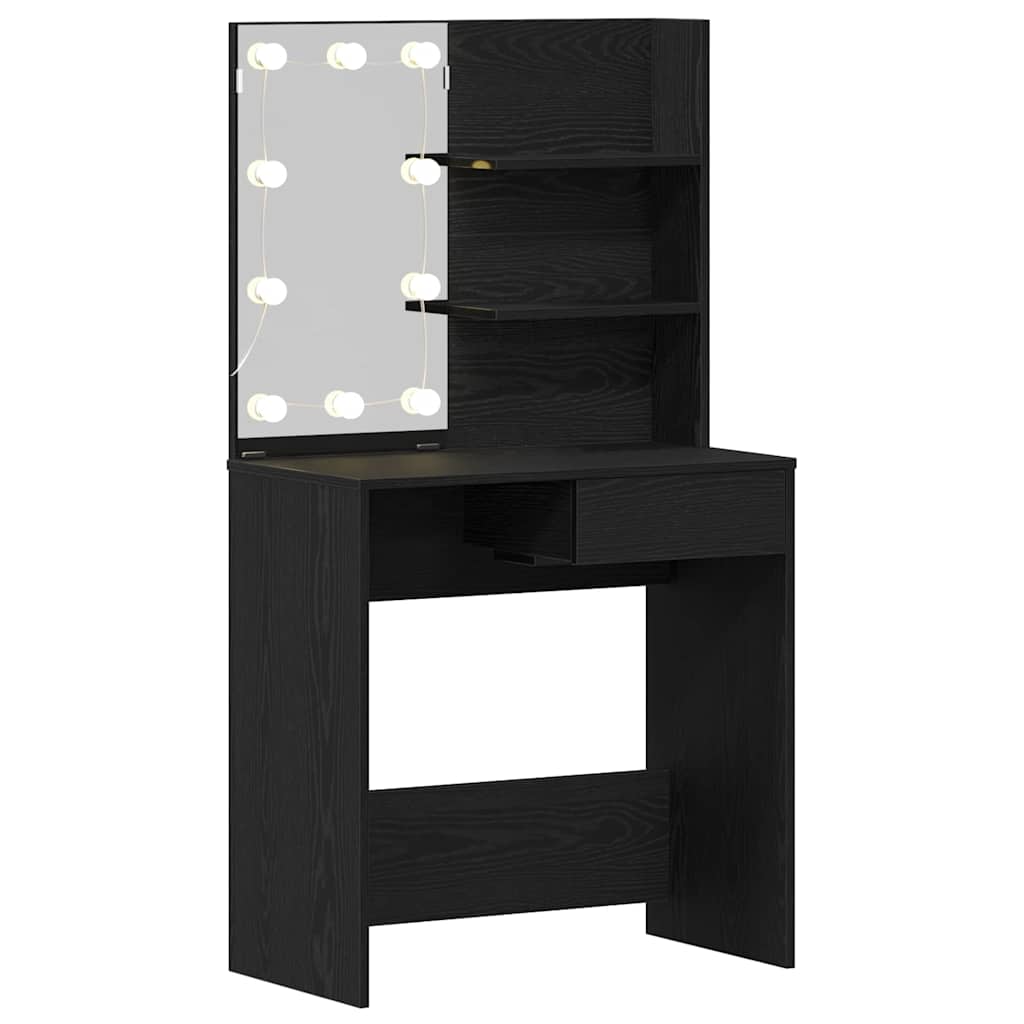 Klædeskab med skuffe Sort eg 74,5 x 40 x 141 cm Konstrueret træ