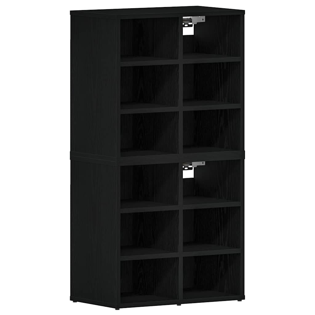 Sko skab 2 pcs Sort eg 52 x 30 x 50,5 cm Konstrueret træ