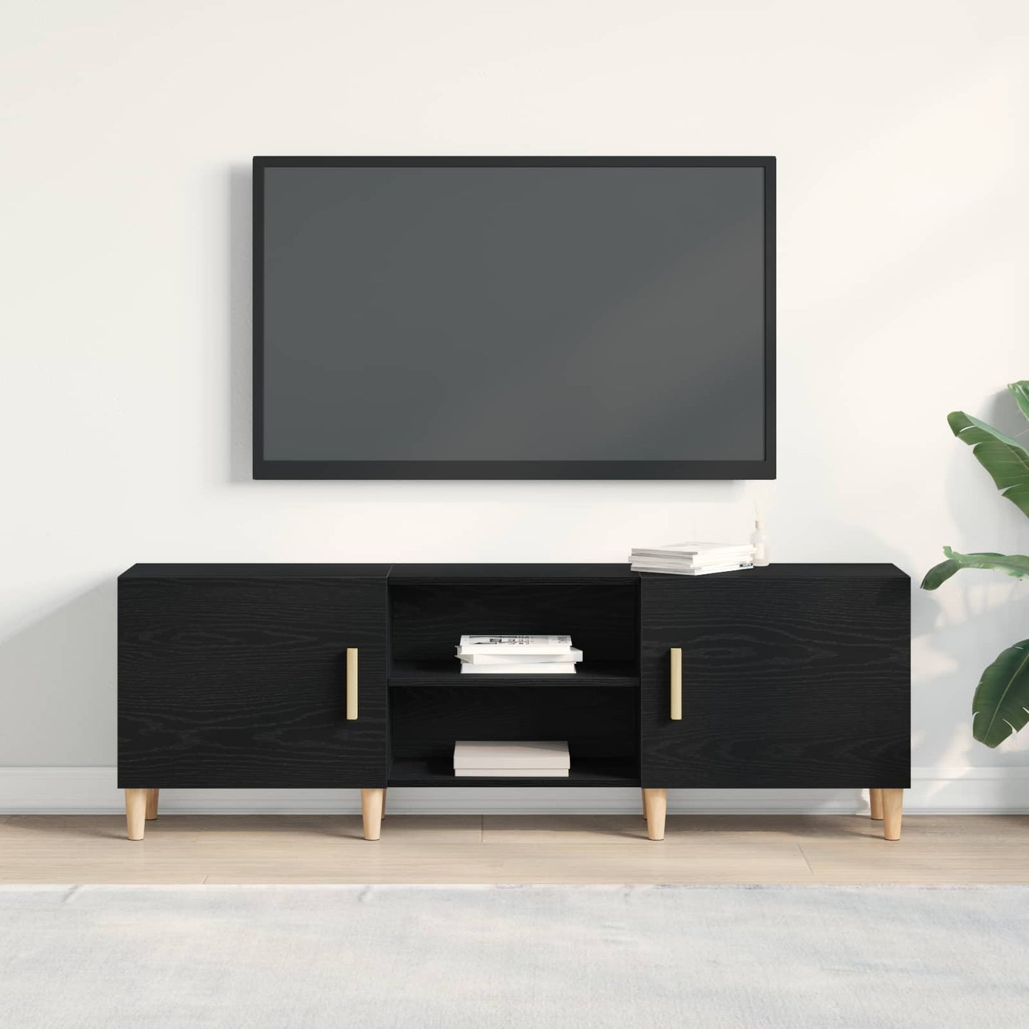 TV-skab Sort eg 150 x 30 x 50 cm Konstrueret træ