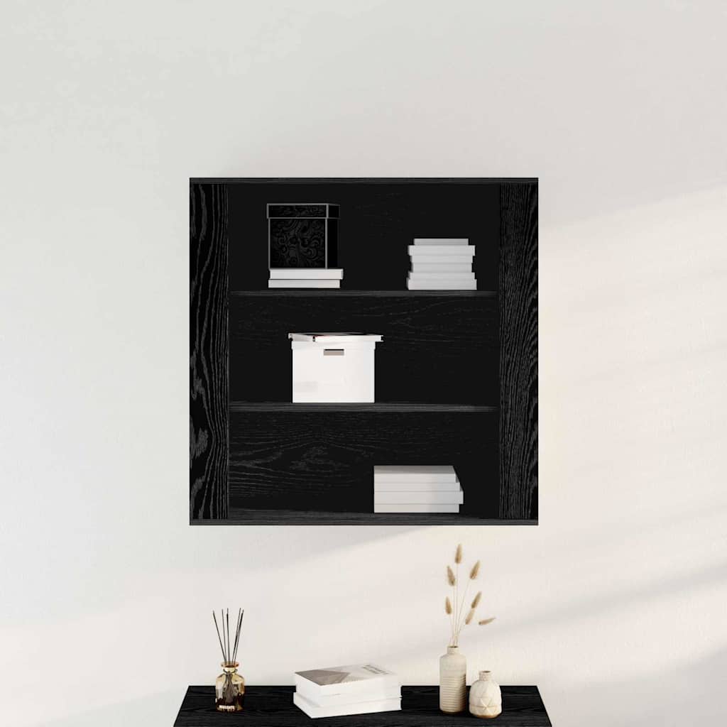 Vægskab med hylde Sort eg 80 x 33 x 80 cm Konstrueret træ