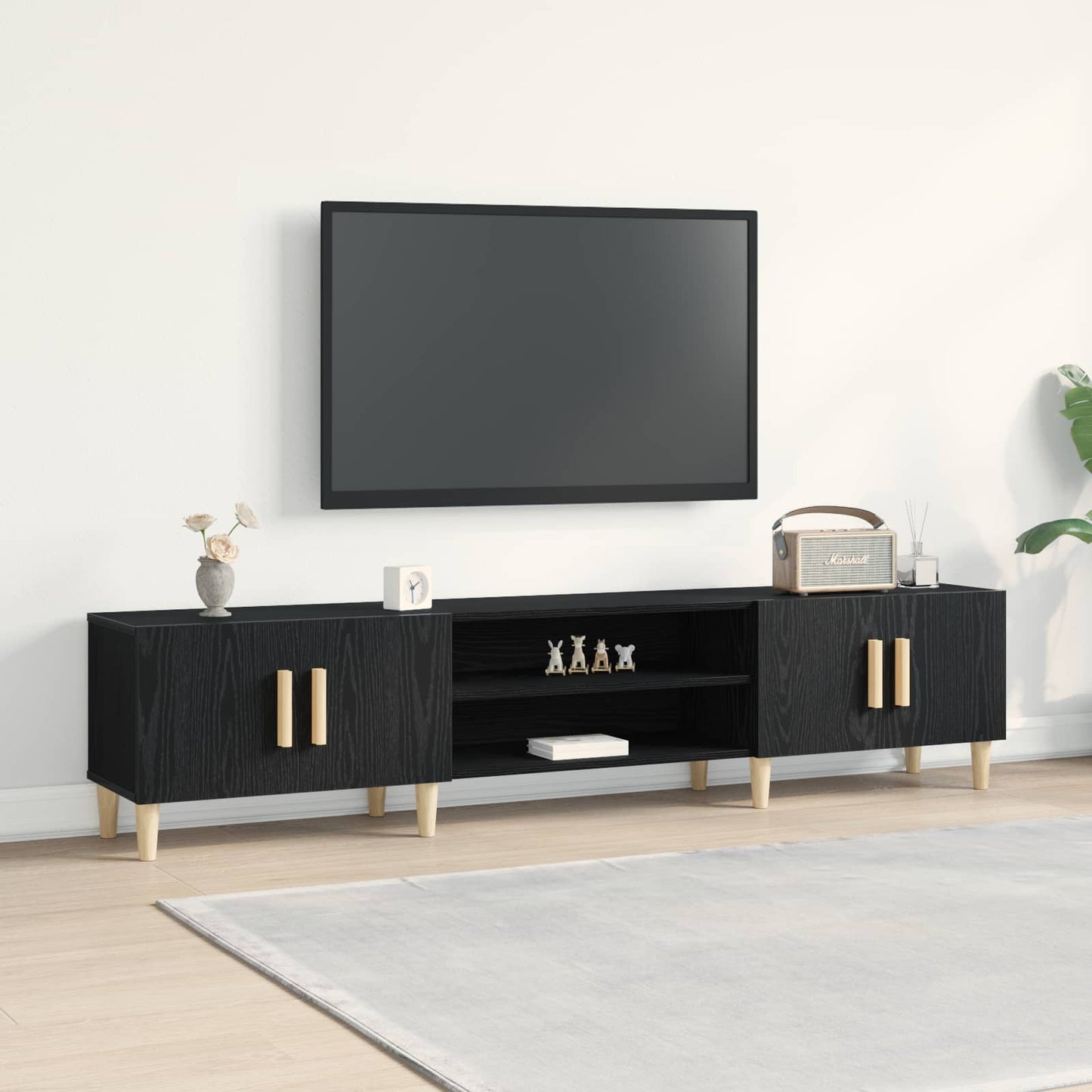 TV-skab Sort eg 180 x 31,5 x 40 cm Konstrueret træ