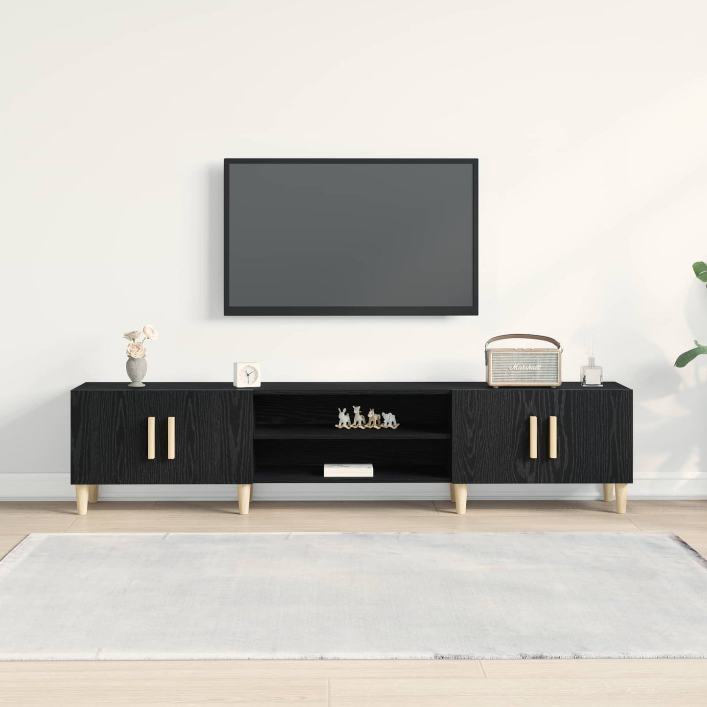 TV-skab Sort eg 180 x 31,5 x 40 cm Konstrueret træ