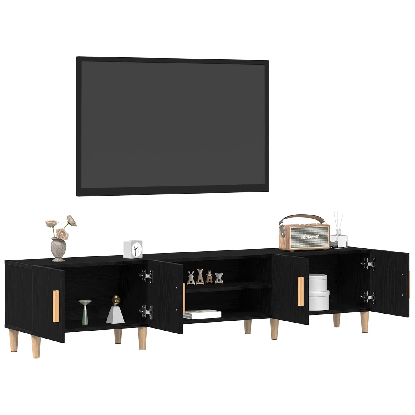 TV-skab Sort eg 180 x 31,5 x 40 cm Konstrueret træ
