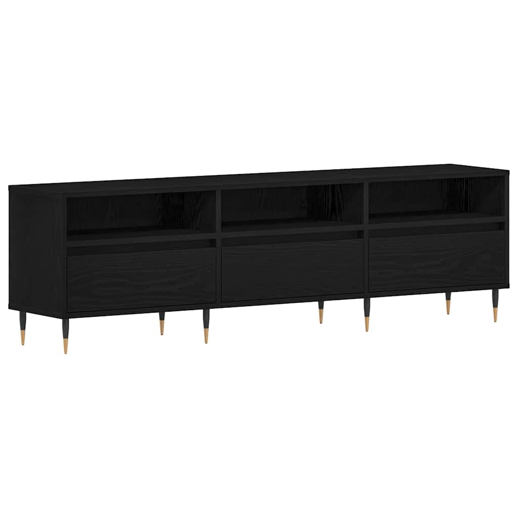 TV-skab med skuffe Sort eg 150 x 30 x 44,5 cm Konstrueret træ