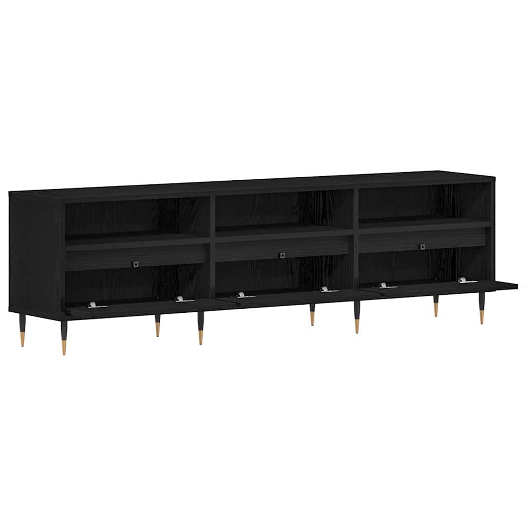 TV-skab med skuffe Sort eg 150 x 30 x 44,5 cm Konstrueret træ