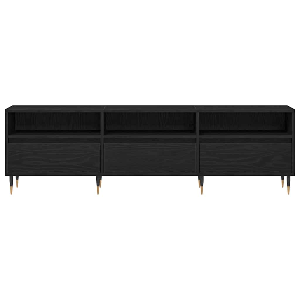 TV-skab med skuffe Sort eg 150 x 30 x 44,5 cm Konstrueret træ
