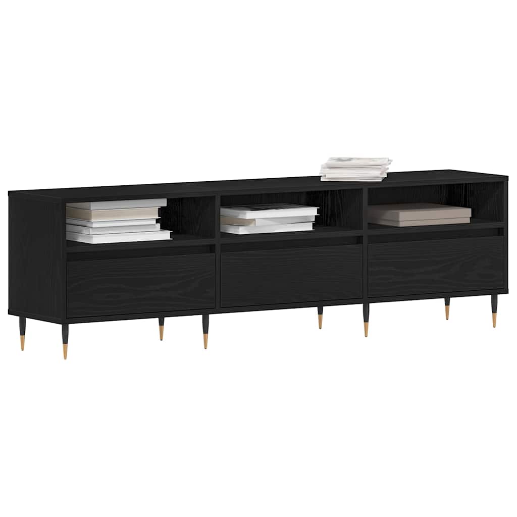 TV-skab med skuffe Sort eg 150 x 30 x 44,5 cm Konstrueret træ