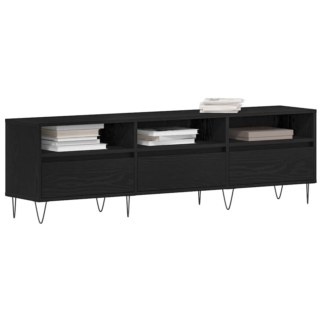 TV-skab med skuffe Sort eg 150 x 30 x 44,5 cm Konstrueret træ