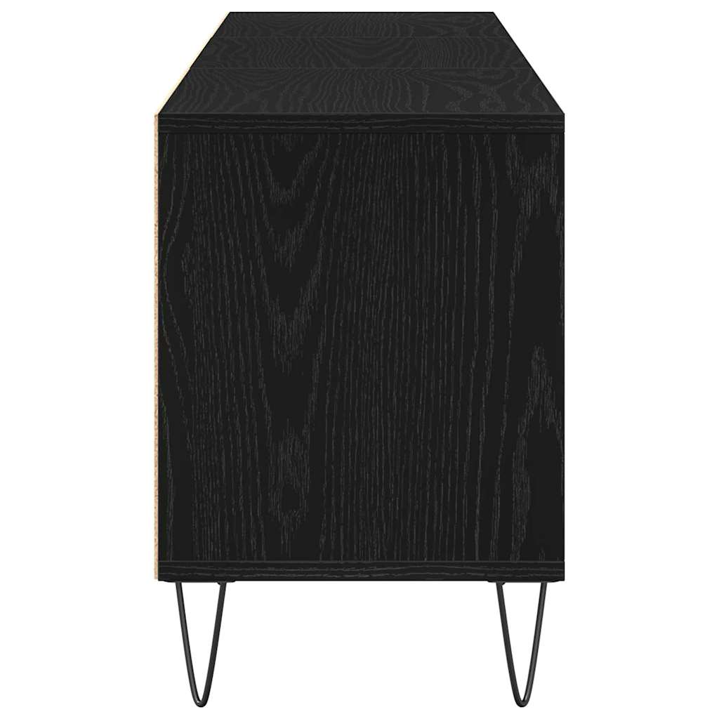 TV-skab med skuffe Sort eg 150 x 30 x 44,5 cm Konstrueret træ
