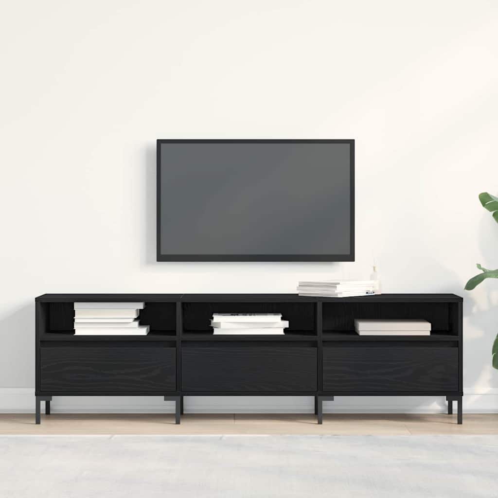 TV-skab med skuffe Sort eg 150 x 30 x 44,5 cm Konstrueret træ