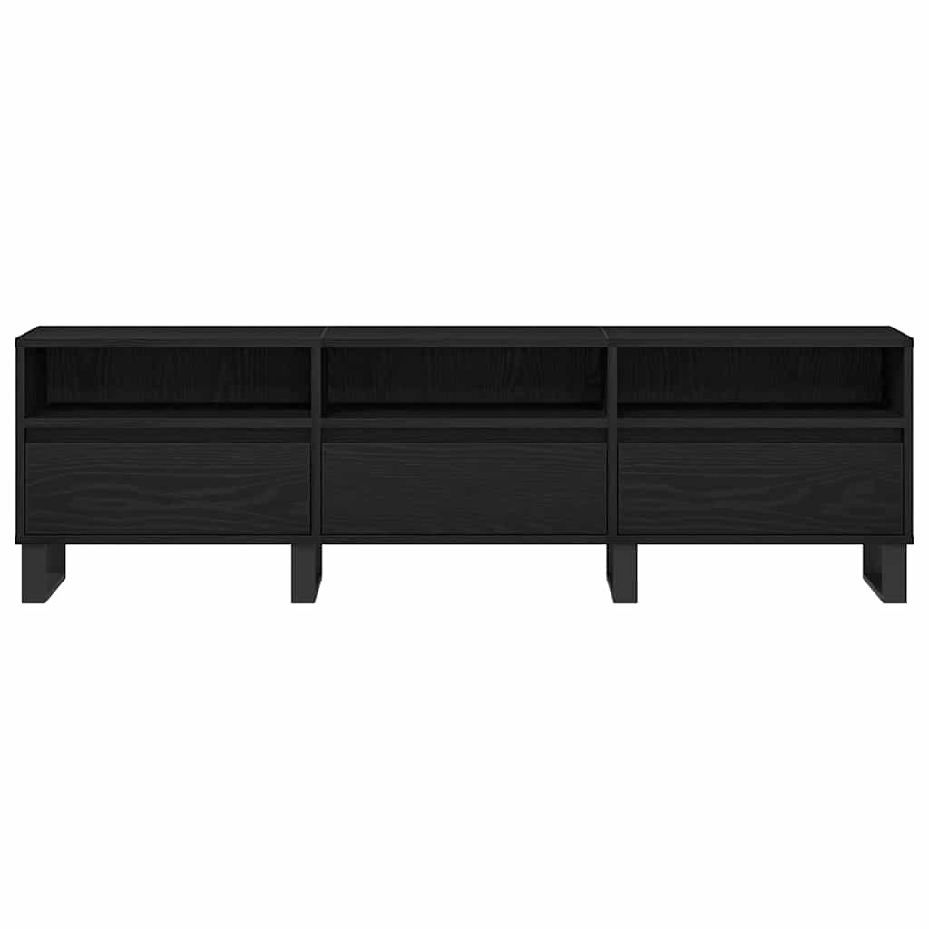TV-skab med skuffe Sort eg 150 x 30 x 44,5 cm Konstrueret træ