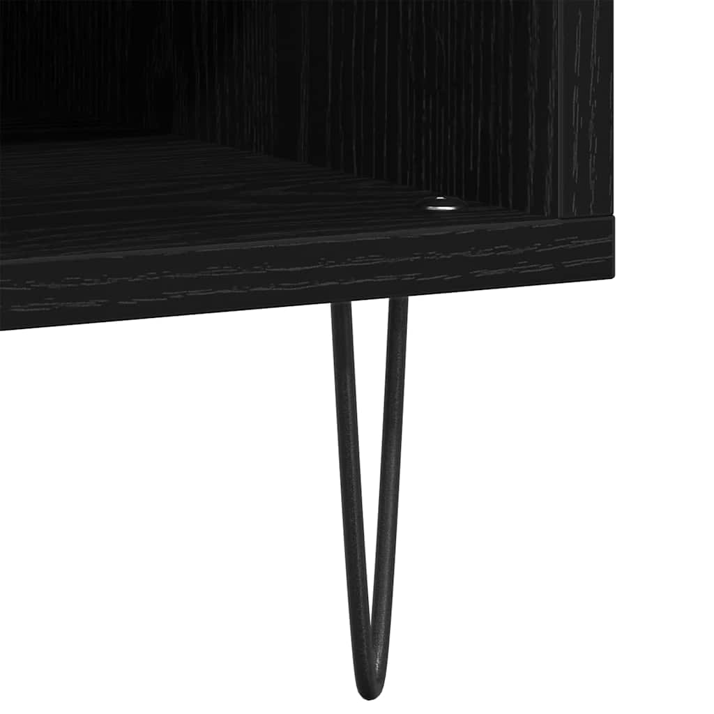 Pladeskab med hylde Sort eg 85 x 38 x 48 cm Konstrueret træ