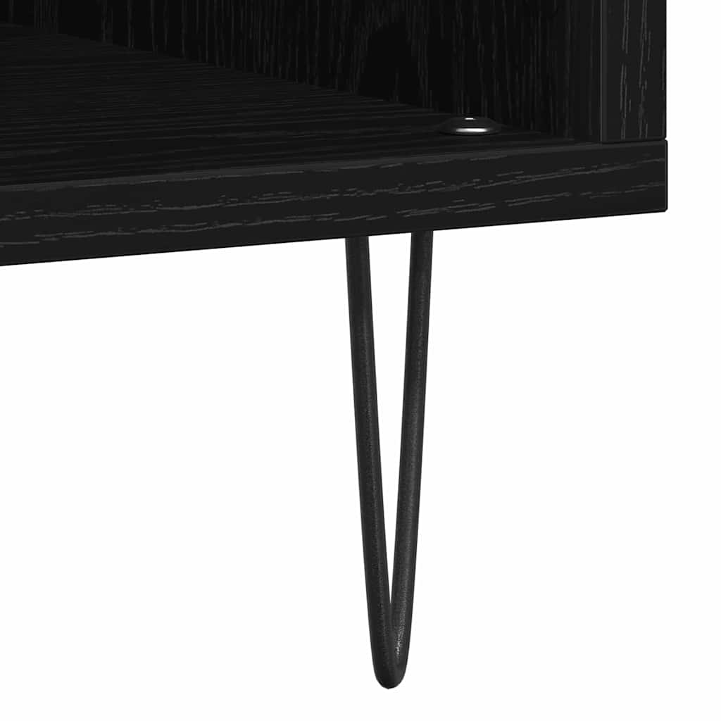 Pladeskab med hylde Sort eg 100 x 38 x 48 cm Konstrueret træ