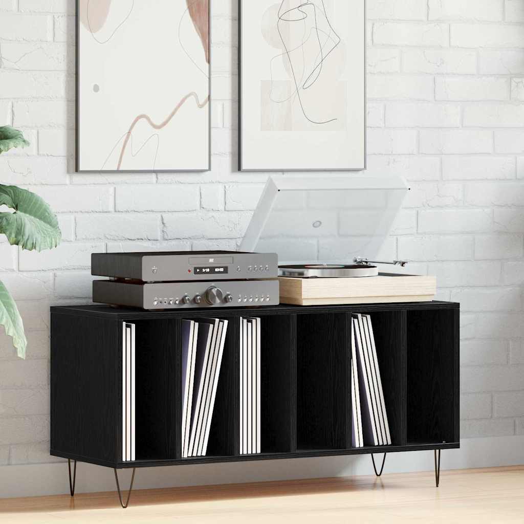 Pladeskab med hylde Sort eg 100 x 38 x 48 cm Konstrueret træ