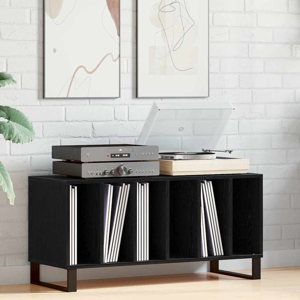 Pladeskab med hylde Sort eg 100 x 38 x 48 cm Konstrueret træ