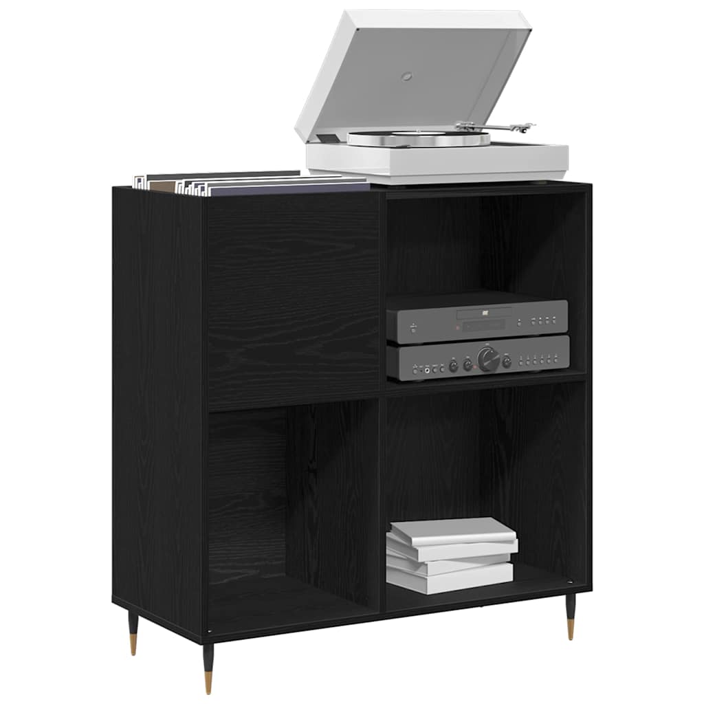 Pladeskab med hylde Sort eg 85 x 38 x 89 cm Konstrueret træ
