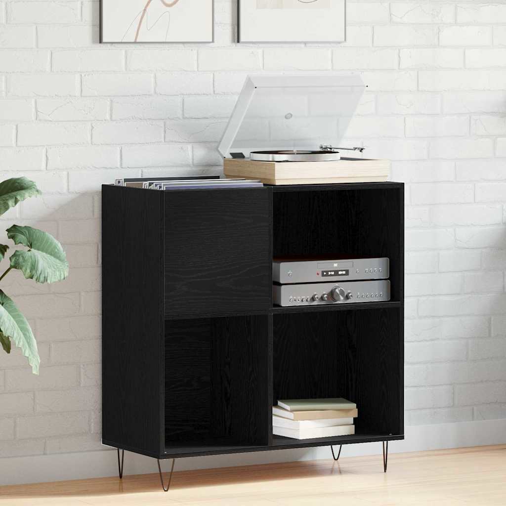 Pladeskab med hylde Sort eg 85 x 38 x 89 cm Konstrueret træ