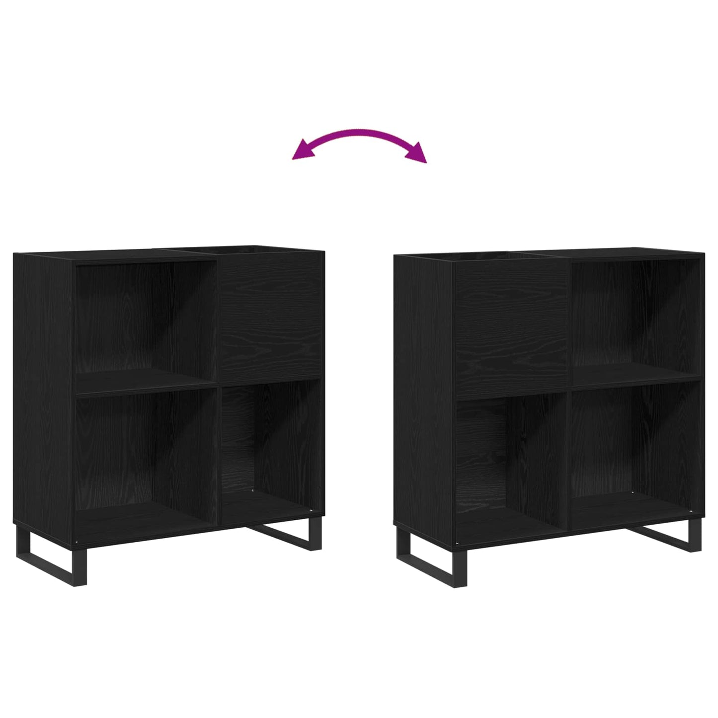 Pladeskab med hylde Sort eg 85 x 38 x 89 cm Konstrueret træ