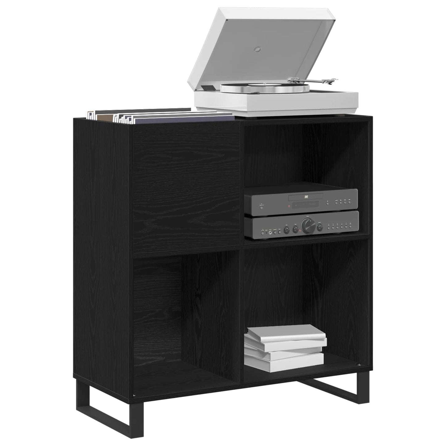 Pladeskab med hylde Sort eg 85 x 38 x 89 cm Konstrueret træ