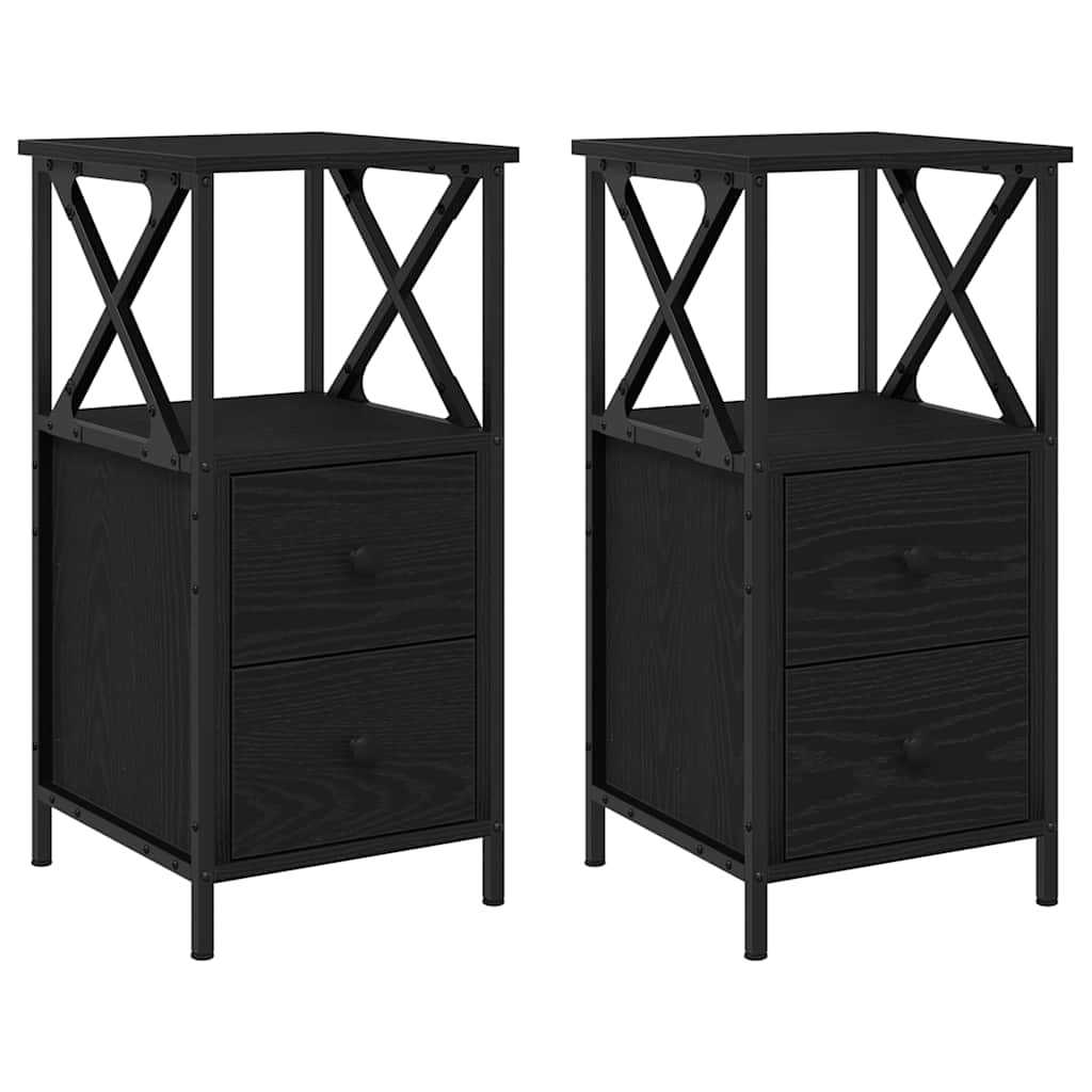 Natskab 2 pcs Sort eg 34 x 35,5 x 70 cm Konstrueret træ