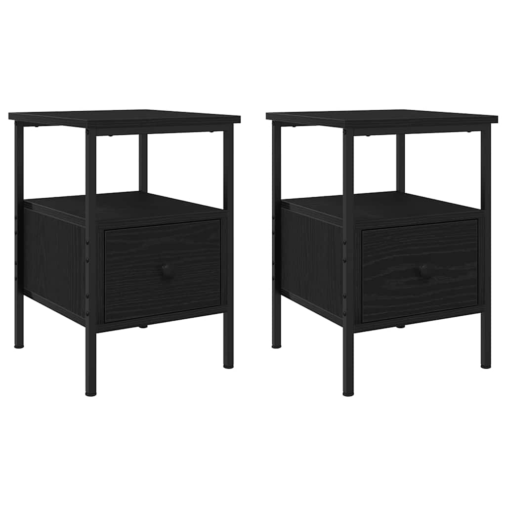 Natskab 2 pcs Sort eg 34 x 36 x 50 cm Konstrueret træ