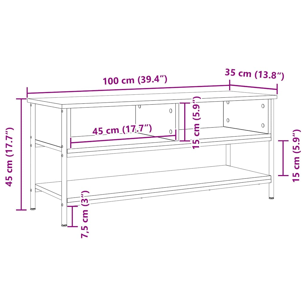 TV-møbelsæt 100 x 35 x 45 cm Artisan Egetræ Konstrueret træ