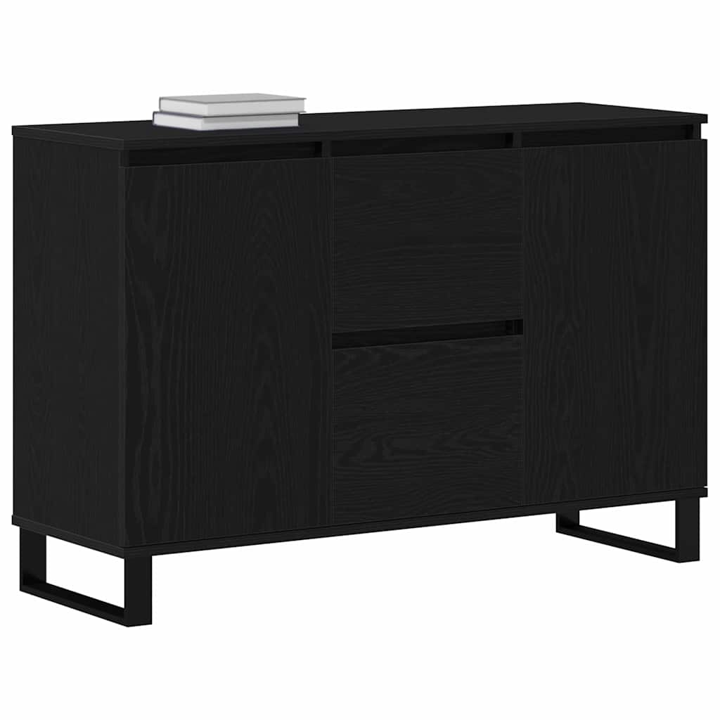 Sideboard med skuffe Sort eg 101,5 x 35 x 70 cm Konstrueret træ