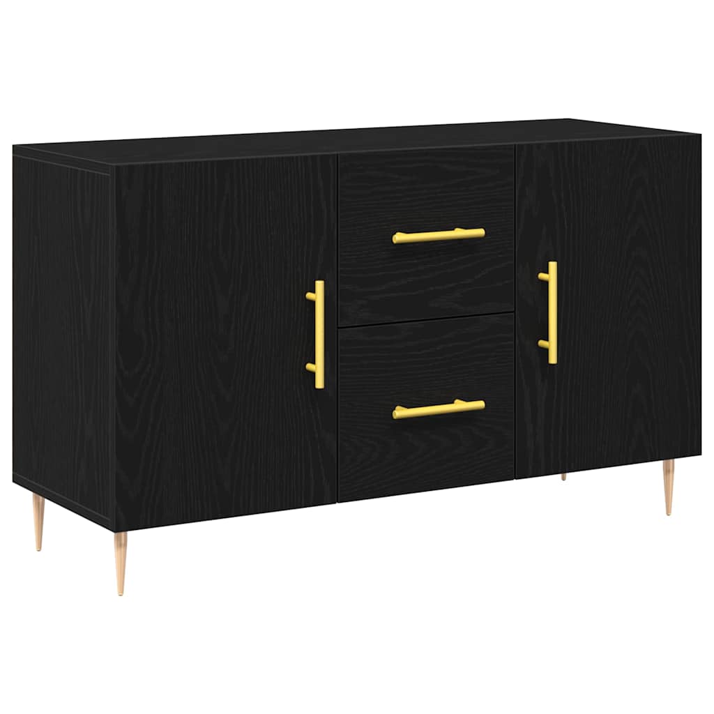 Sideboard med skuffe Sort eg 100 x 36 x 60 cm Konstrueret træ