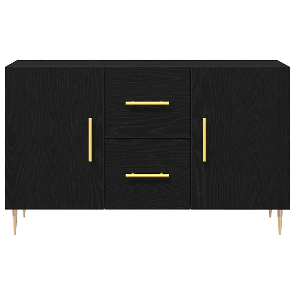 Sideboard med skuffe Sort eg 100 x 36 x 60 cm Konstrueret træ