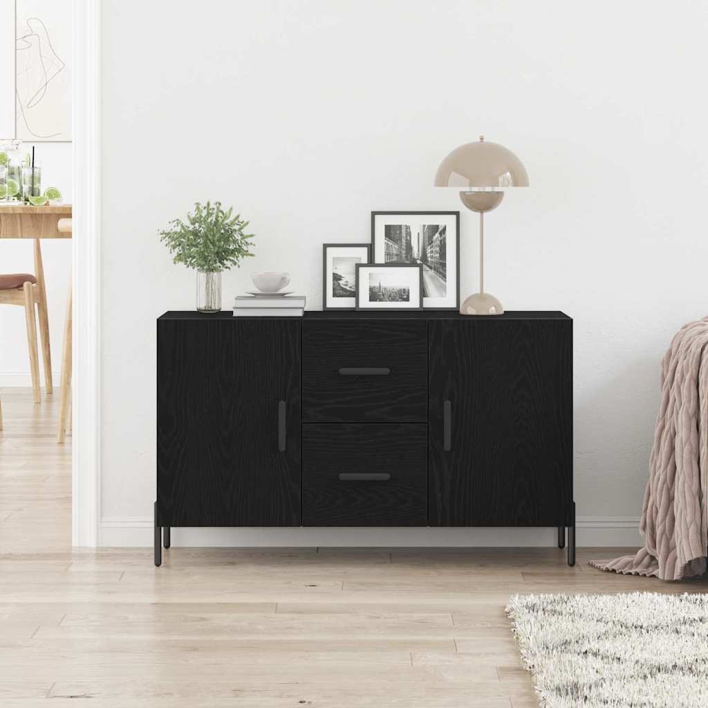Sideboard med skuffe Sort eg 100 x 36 x 60 cm Konstrueret træ